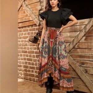 NWT ANTHROPOLOGIE  BHANUNI BY JYOTI Vibrant Patchwork High-Low Skirt